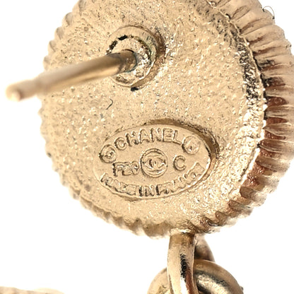 Chanel Metal Crystal Pearl CC Drop Earrings Gold 4 of 4