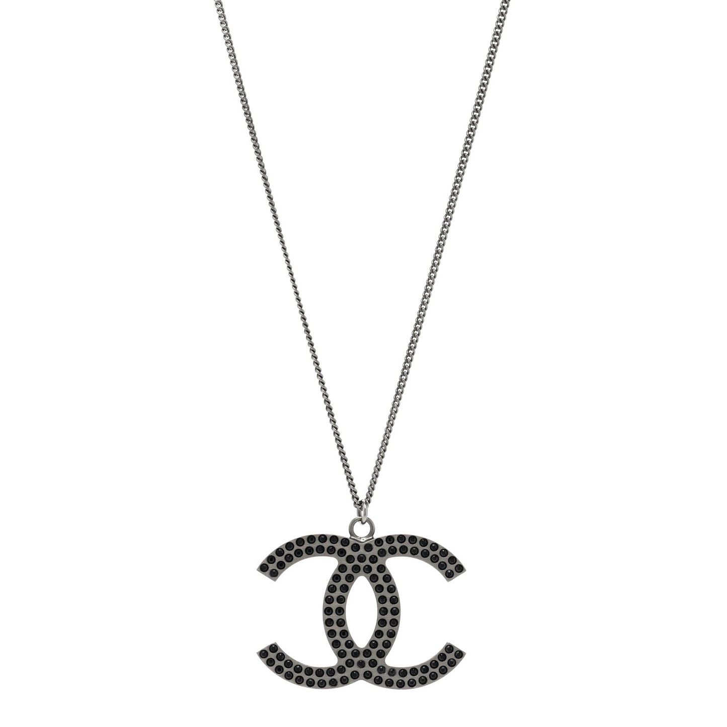 Crystal Large CC Necklace Ruthenium Black