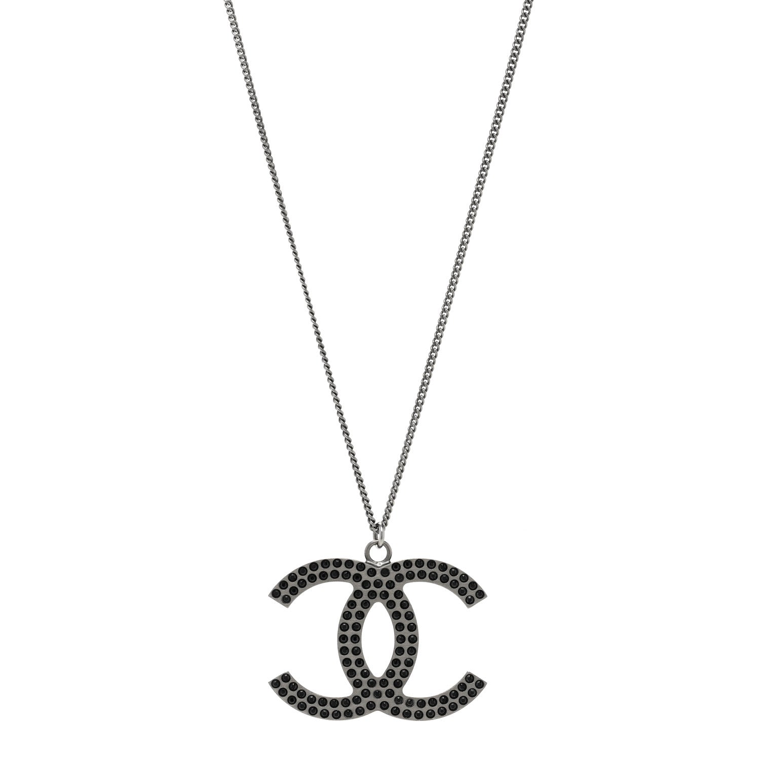 Chanel Crystal Large CC Necklace Ruthenium Black 1 of 6