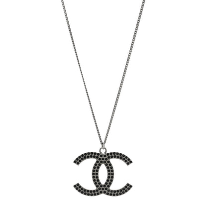 Chanel Crystal Large CC Necklace Ruthenium Black 1 of 6
