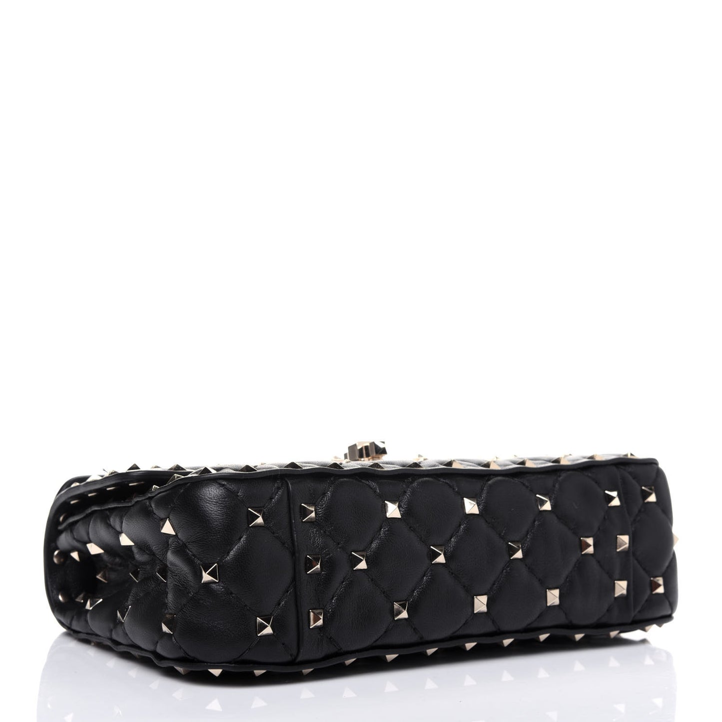 Lambskin Small Rockstud Spike Shoulder Bag Black