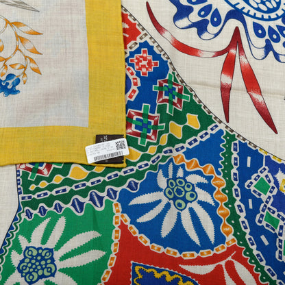 Hermes Cashmere Silk En Attendant Ulysse Shawl 140 Naturel Jaune D'Or 5 of 6