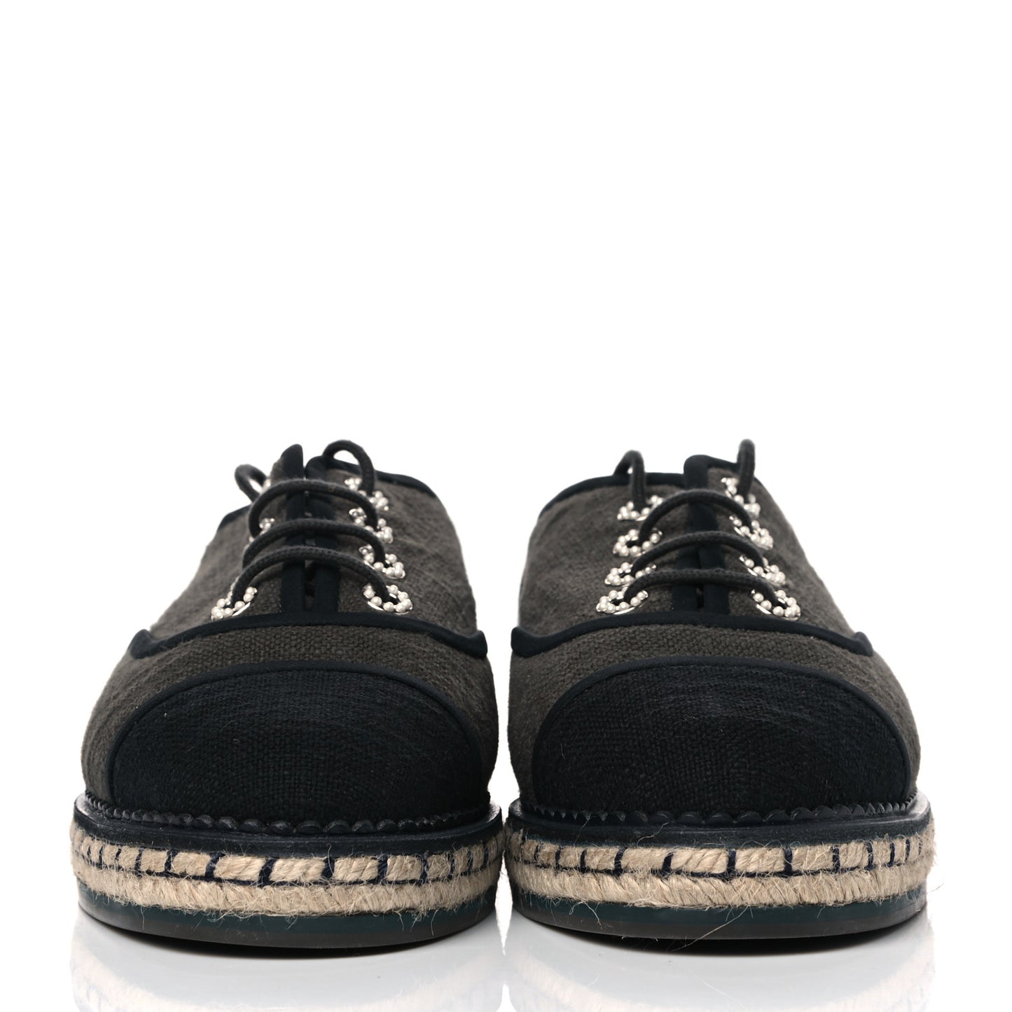 Cotton Lace Up Espadrilles 39 Dark Green Black