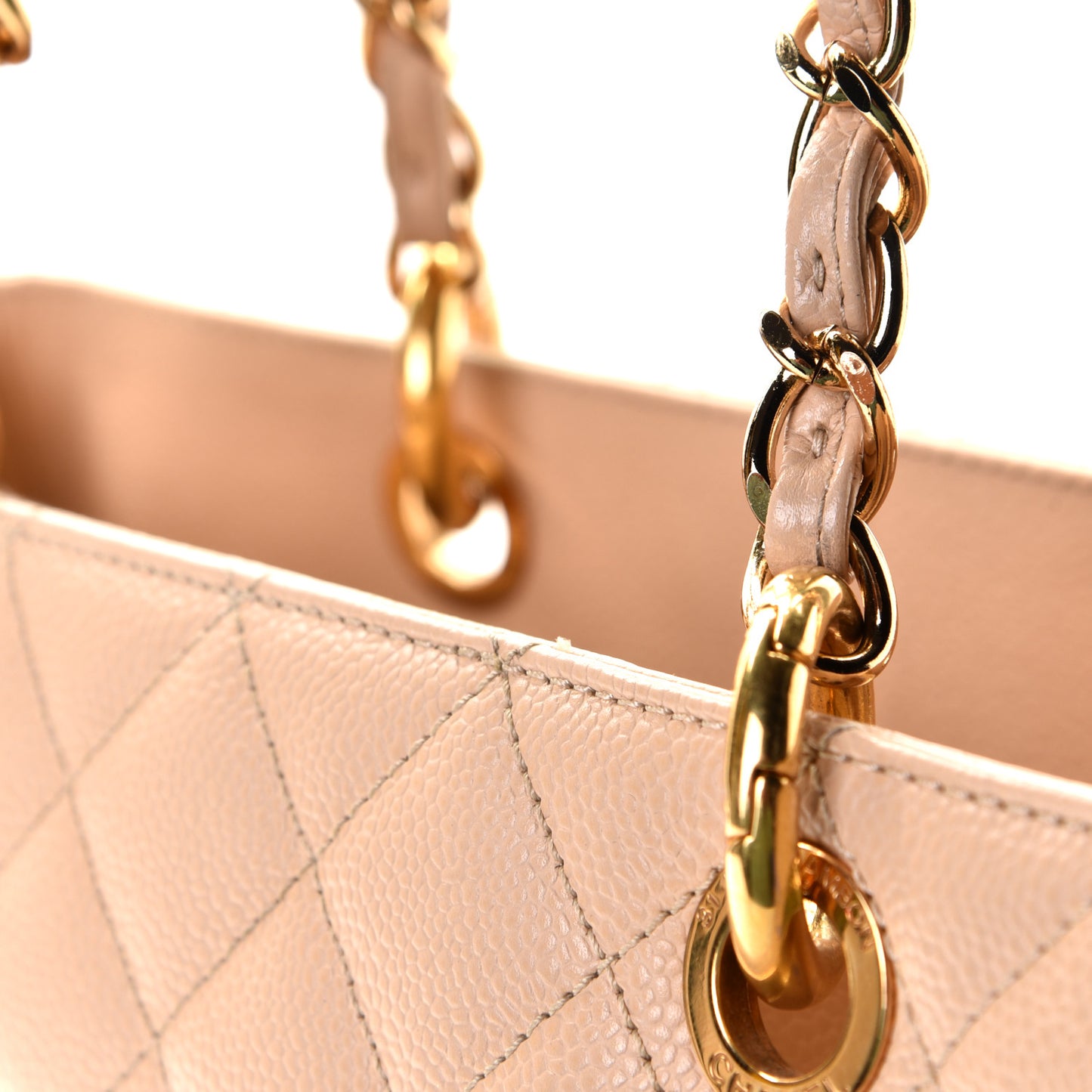 Caviar Quilted Grand Shopping Tote GST Beige