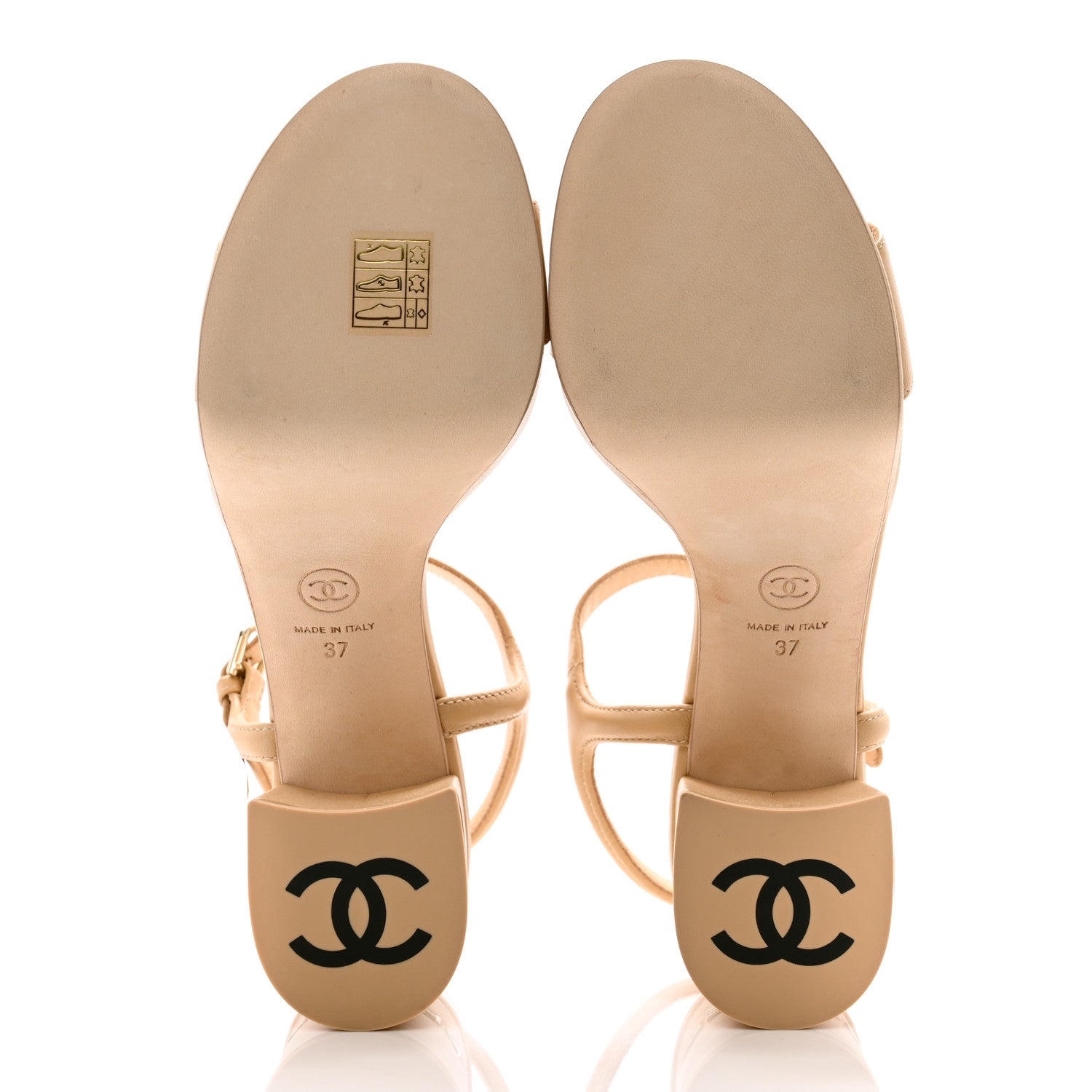 Chanel Lambskin Logo Platform Sandals 37 Beige 5 of 8