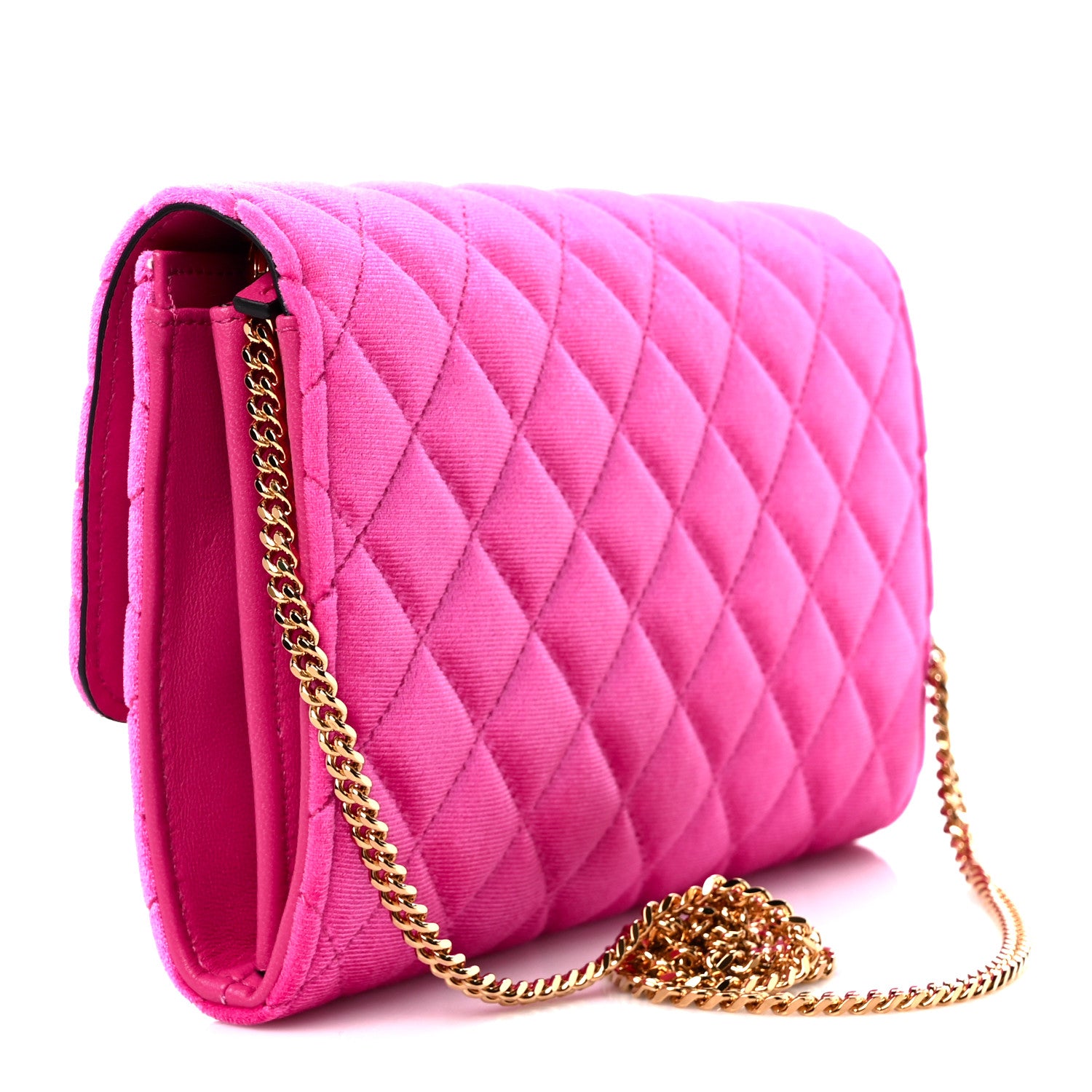 Versace Velvet Quilted Medusa Wallet On Chain Pink 3 of 10