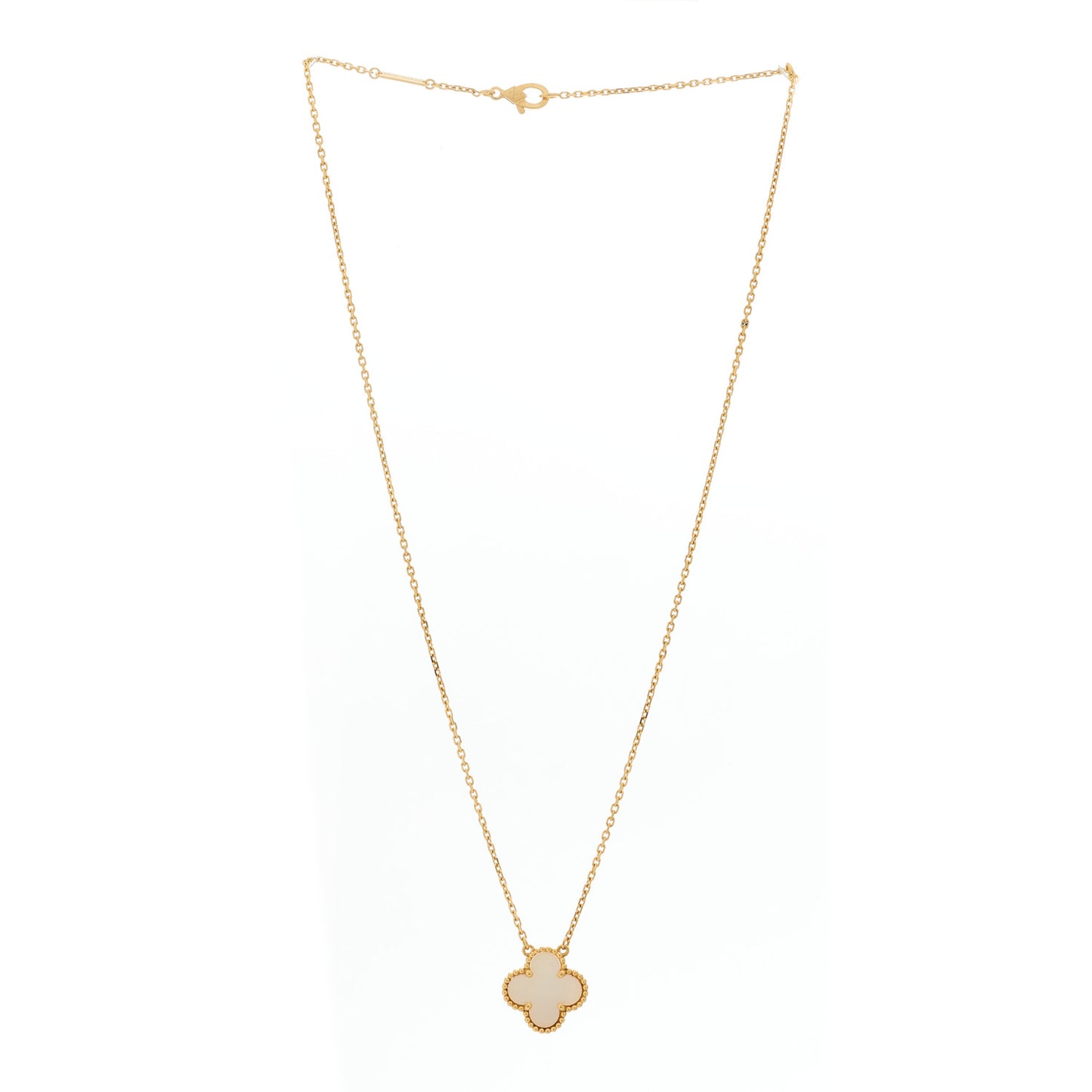 18K Yellow Gold Mother of Pearl Vintage Alhambra Pendant Necklace