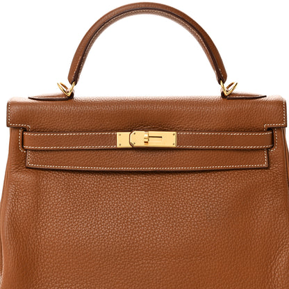 Hermes Taurillon Clemence Kelly Retourne 32 Gold 7 of 9