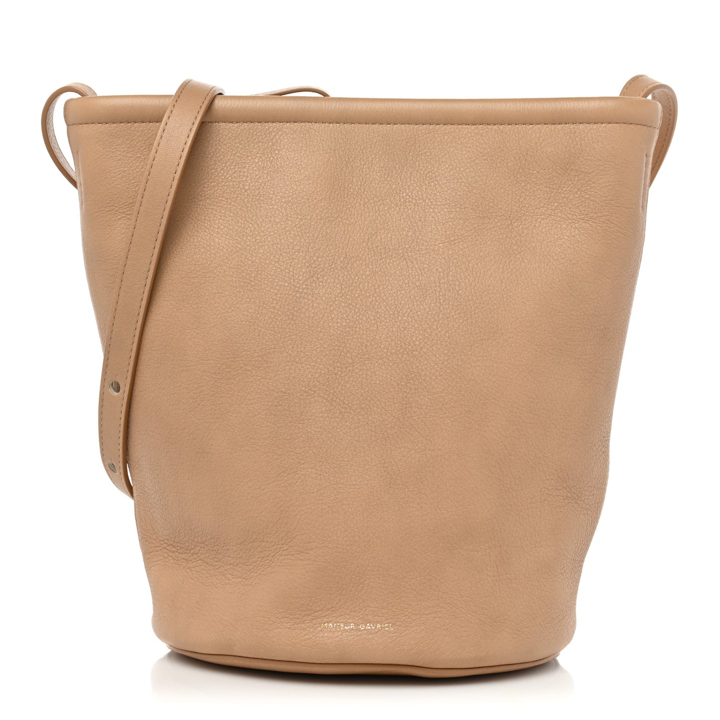 Pebbled Calfskin Zip Bucket Bag Aglio