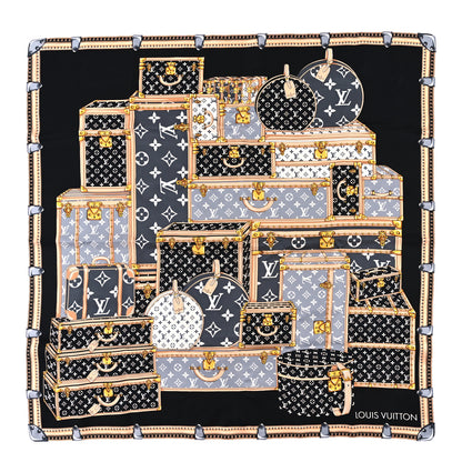 Louis Vuitton Silk Monogram Lets Go Scarf Black 1 of 3