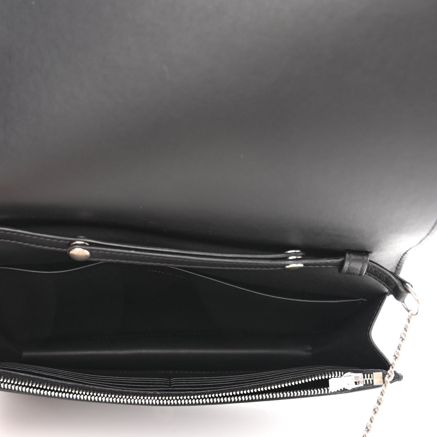Smooth Lambskin Frame Evening Chain Clutch Black White