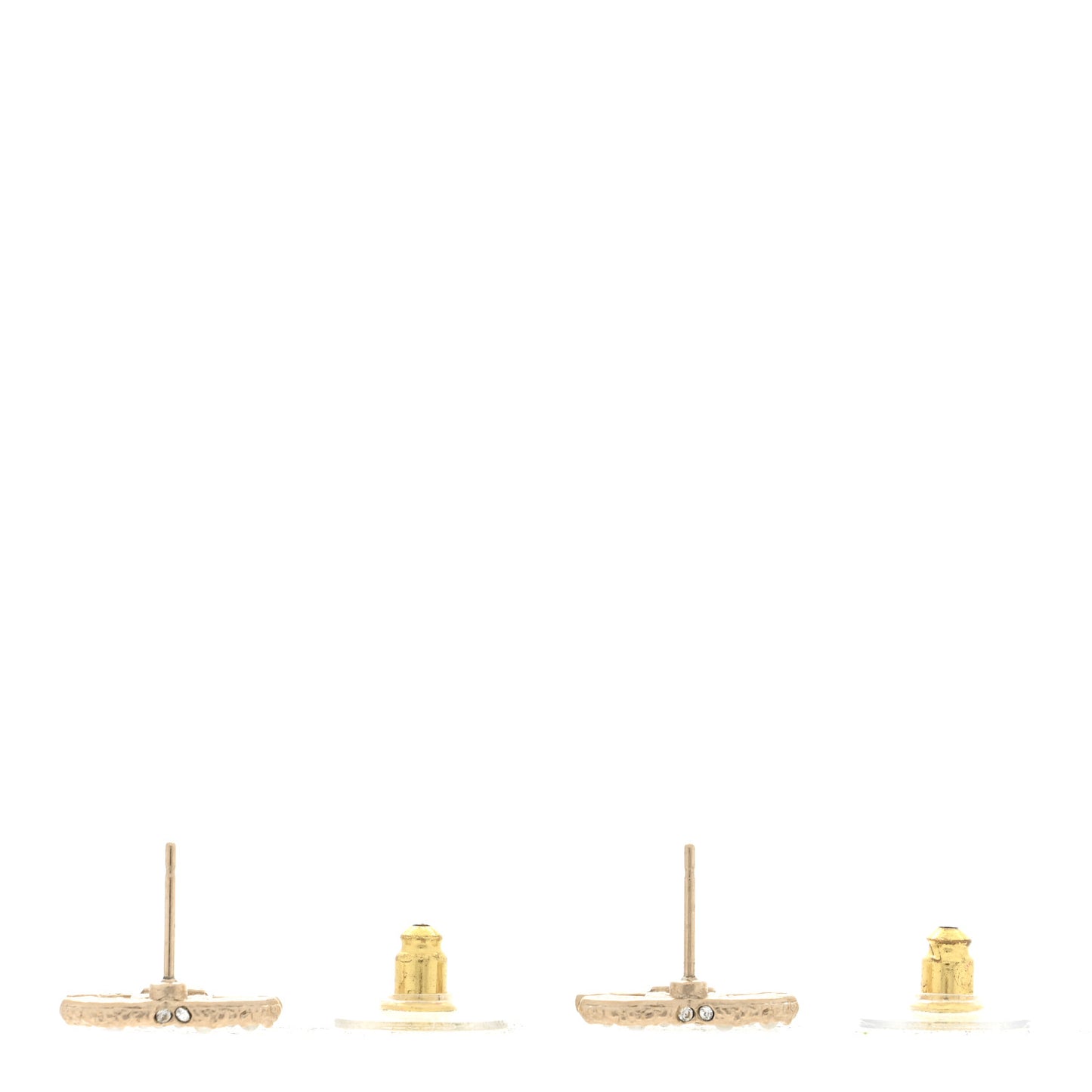 Pearl Crystal CC Stud Earrings Gold