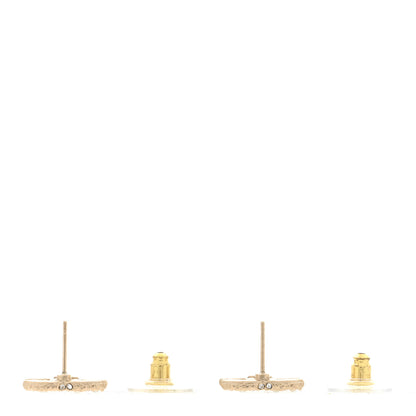 Chanel Pearl Crystal CC Stud Earrings Gold 3 of 4