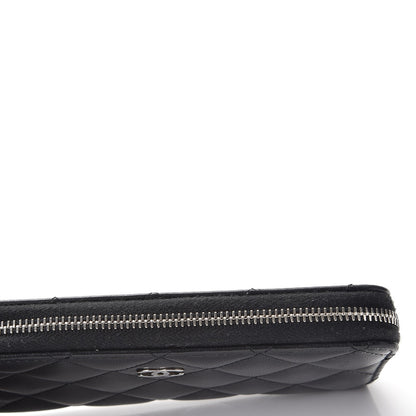 Chanel Lambskin Quilted Large Gusset Zip Around Wallet Black 11 of 12