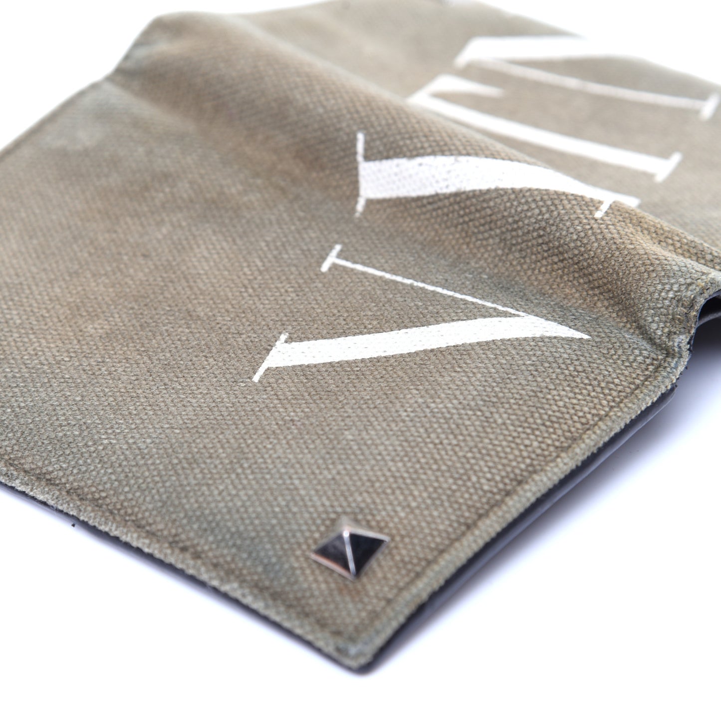 Canvas Rockstud VLTN Bi-Fold Wallet Olive