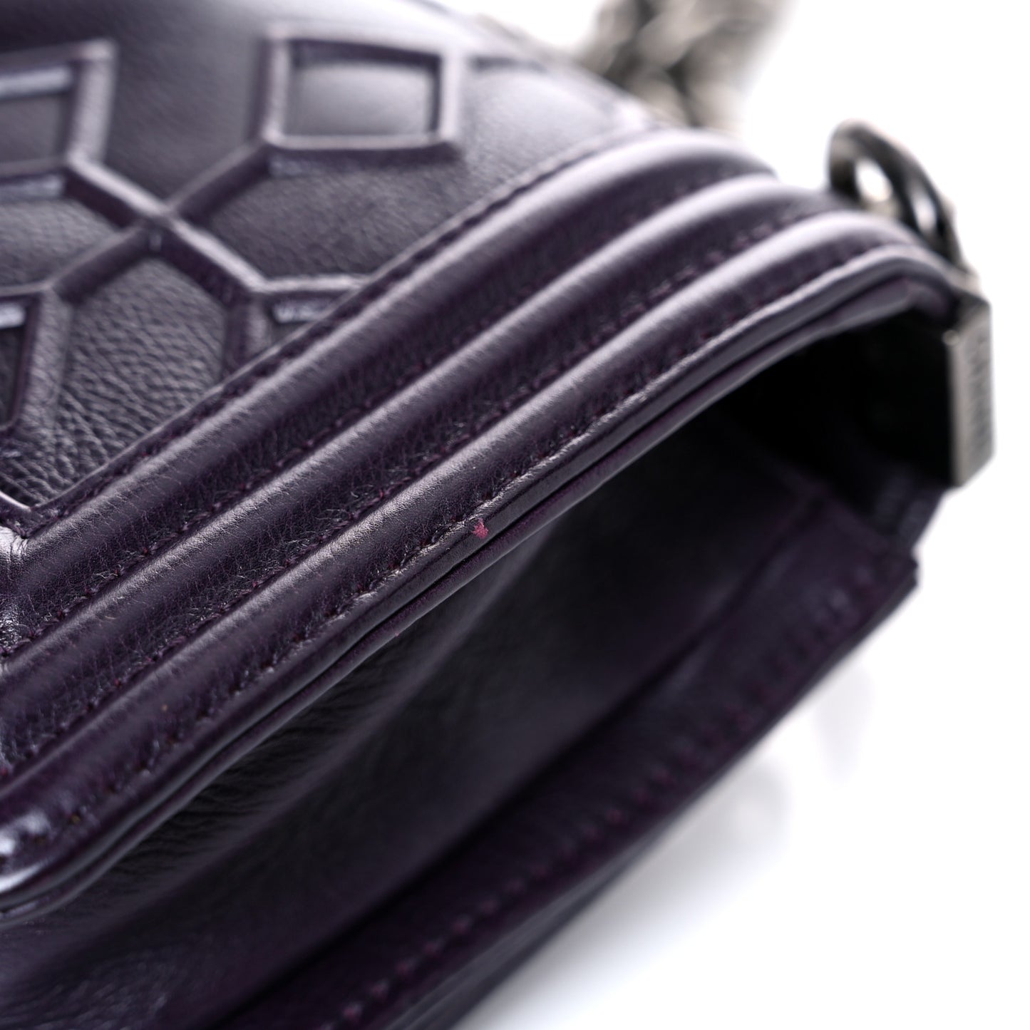 Calfskin Embossed Small Boy Flap Plum