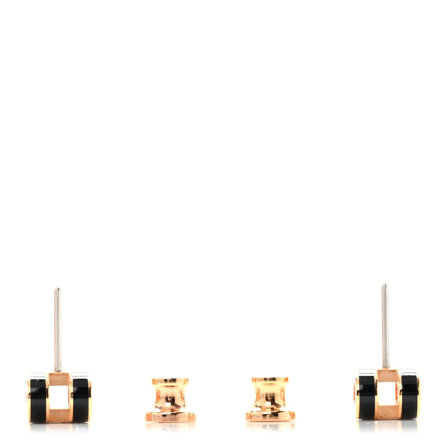 Hermes Gold Lacquered Mini Pop H Earrings Black 3 of 5