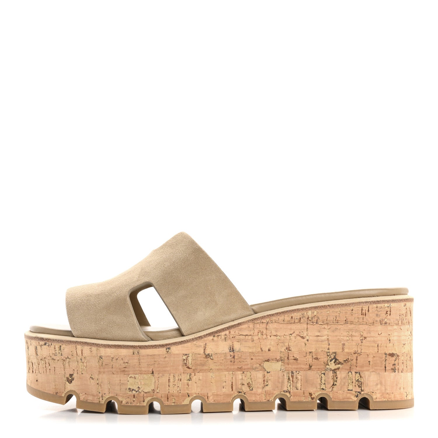 Hermes Suede Goatskin Cork Eze 30 Sandals 39 Beige Argile 1 of 11