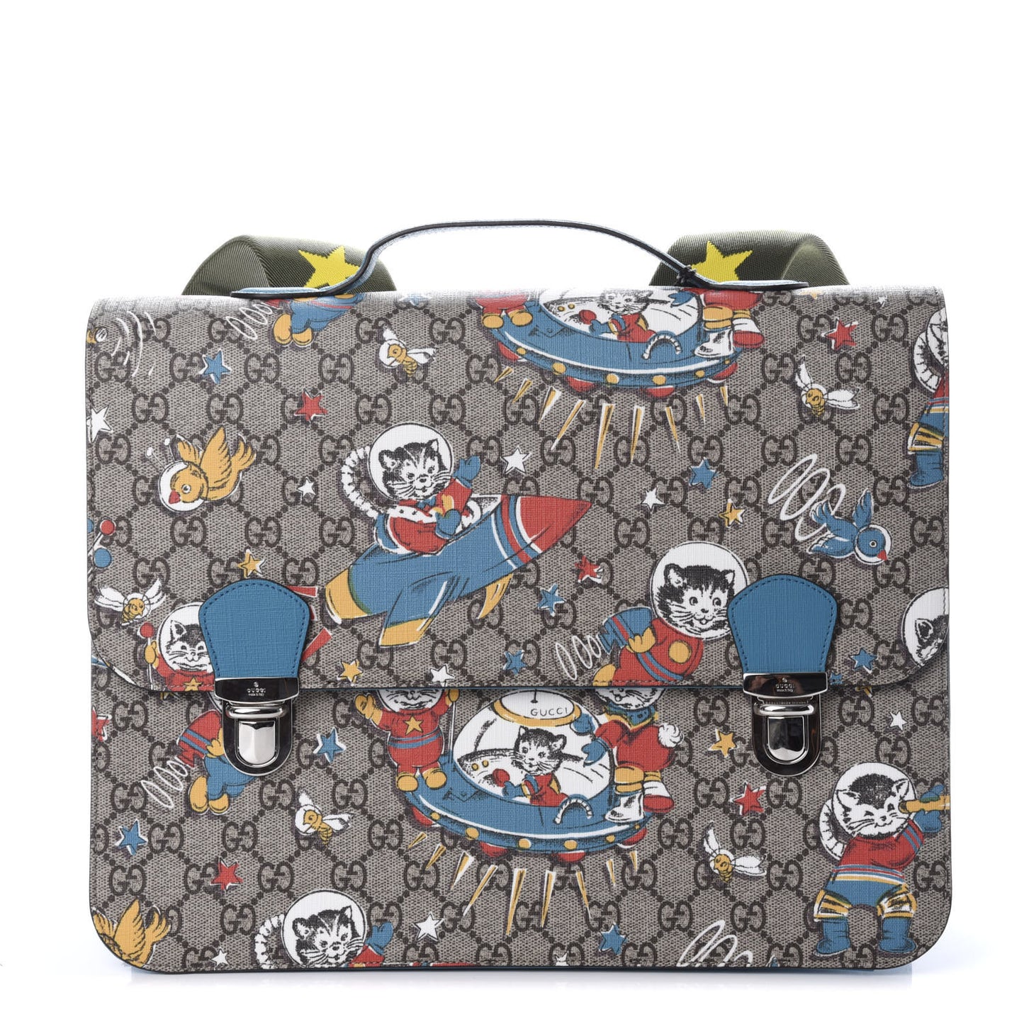 GG Supreme Monogram Space Cats Childrens Backpack Blue