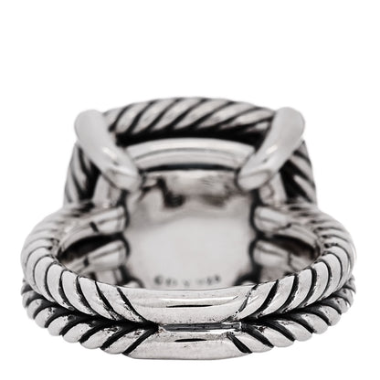 David Yurman Sterling Silver Diamond Hampton Blue Topaz 14mm Chatelaine Pave Bezel Ring 53 6.5 4 of 5