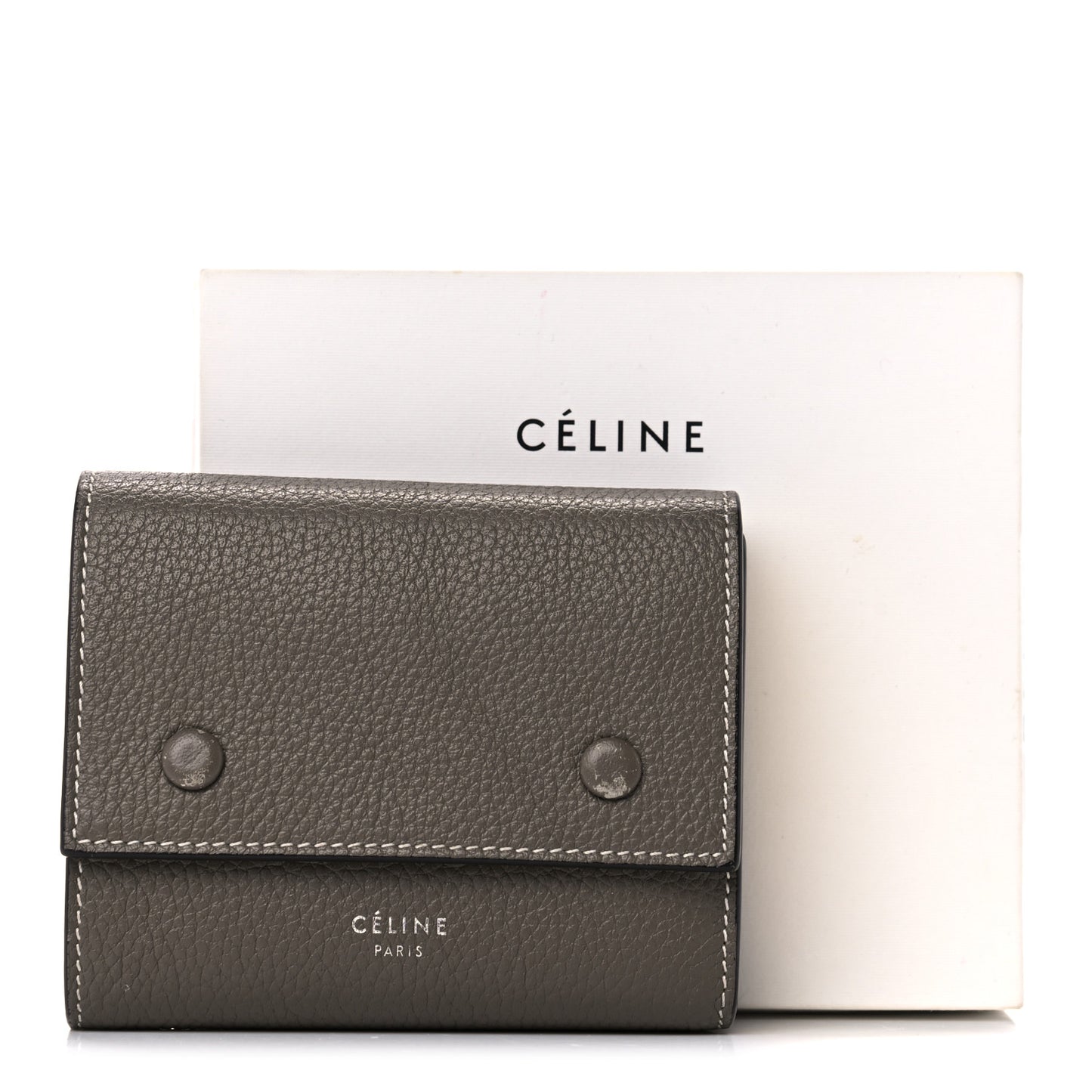 Drummed Calfskin Small Multifunction Folded Wallet Souris