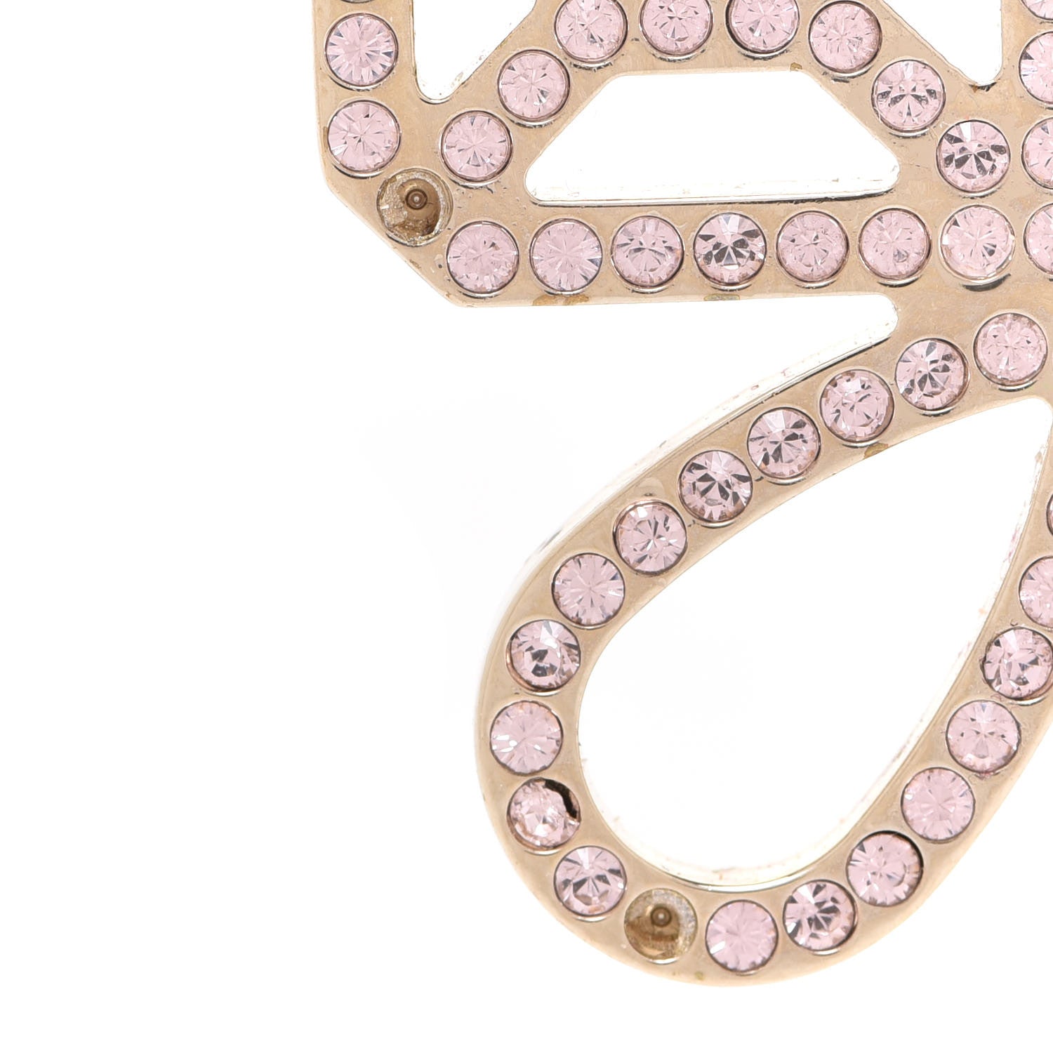 Chanel Crystal Strass CC Cross Brooch Pink Gold 5 of 5