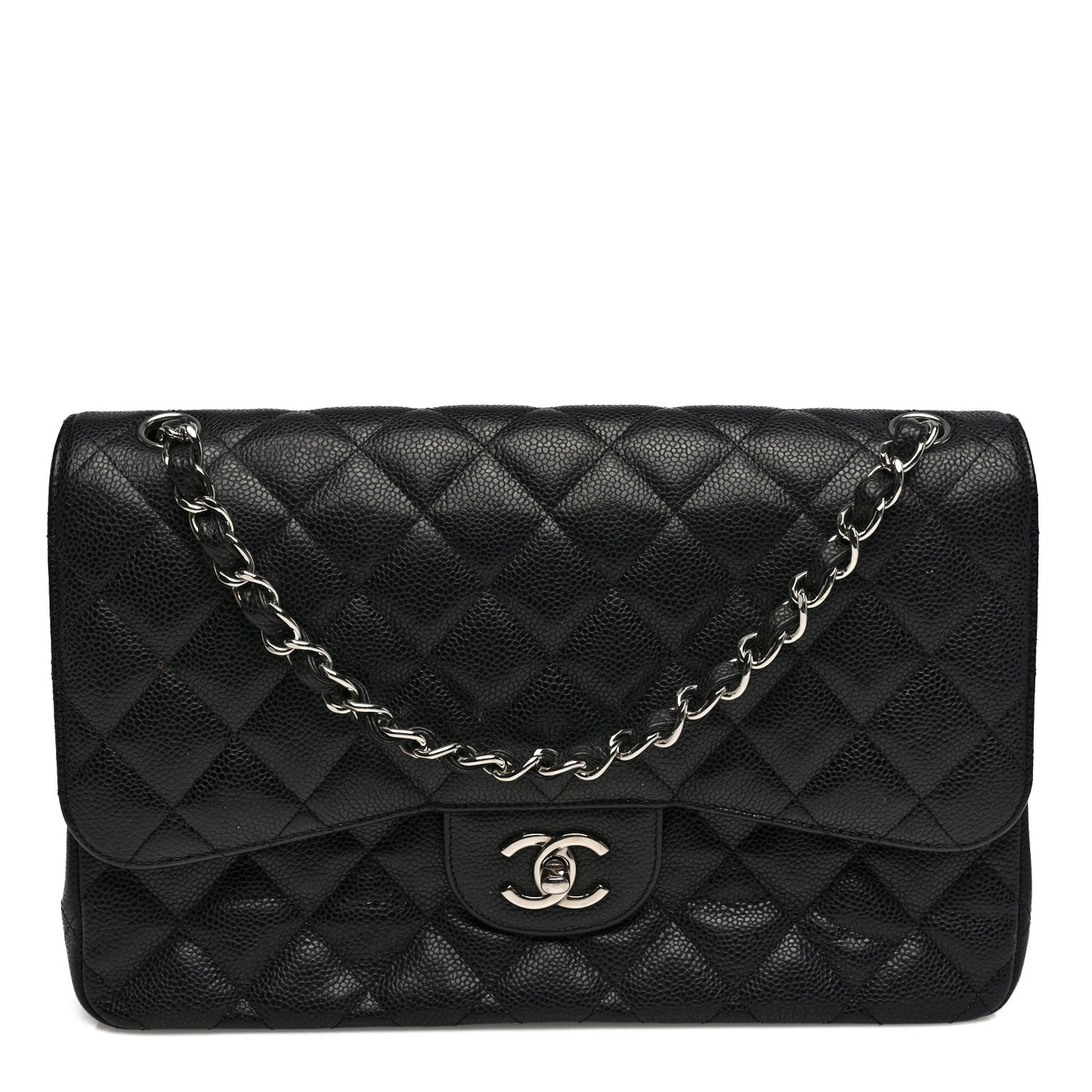 Caviar Quilted Jumbo Double Flap Black