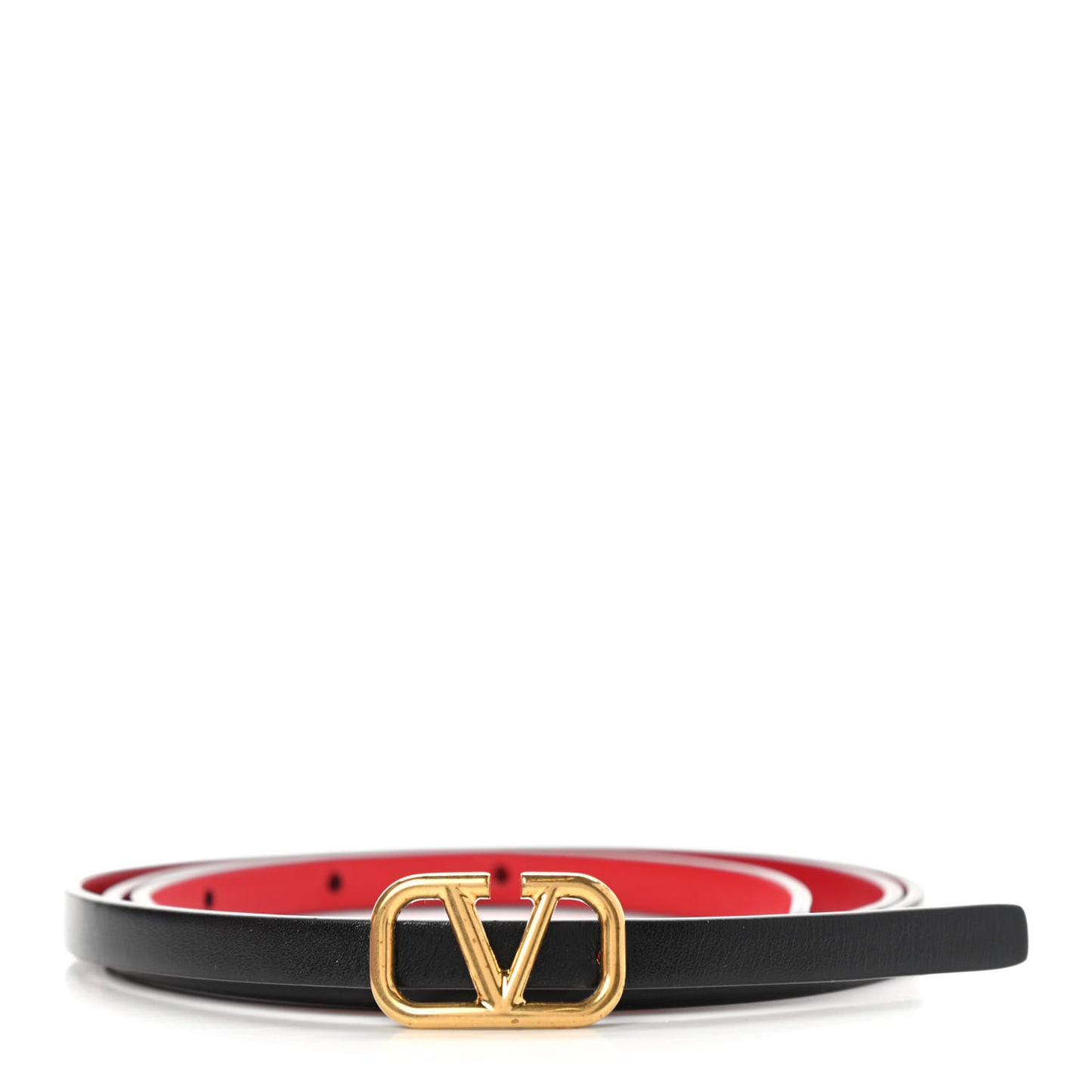 Glossy Calfskin VLogo Reversible 10mm Belt 80 32 Black Red