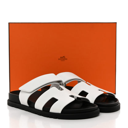Hermes Calfskin Womens Chypre Sandals 37.5 White 9 of 9