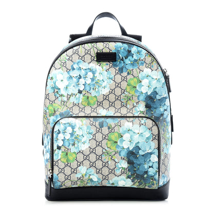 Gucci GG Supreme Monogram Blooms Medium Day Backpack Beige Blue Navy 1 of 8