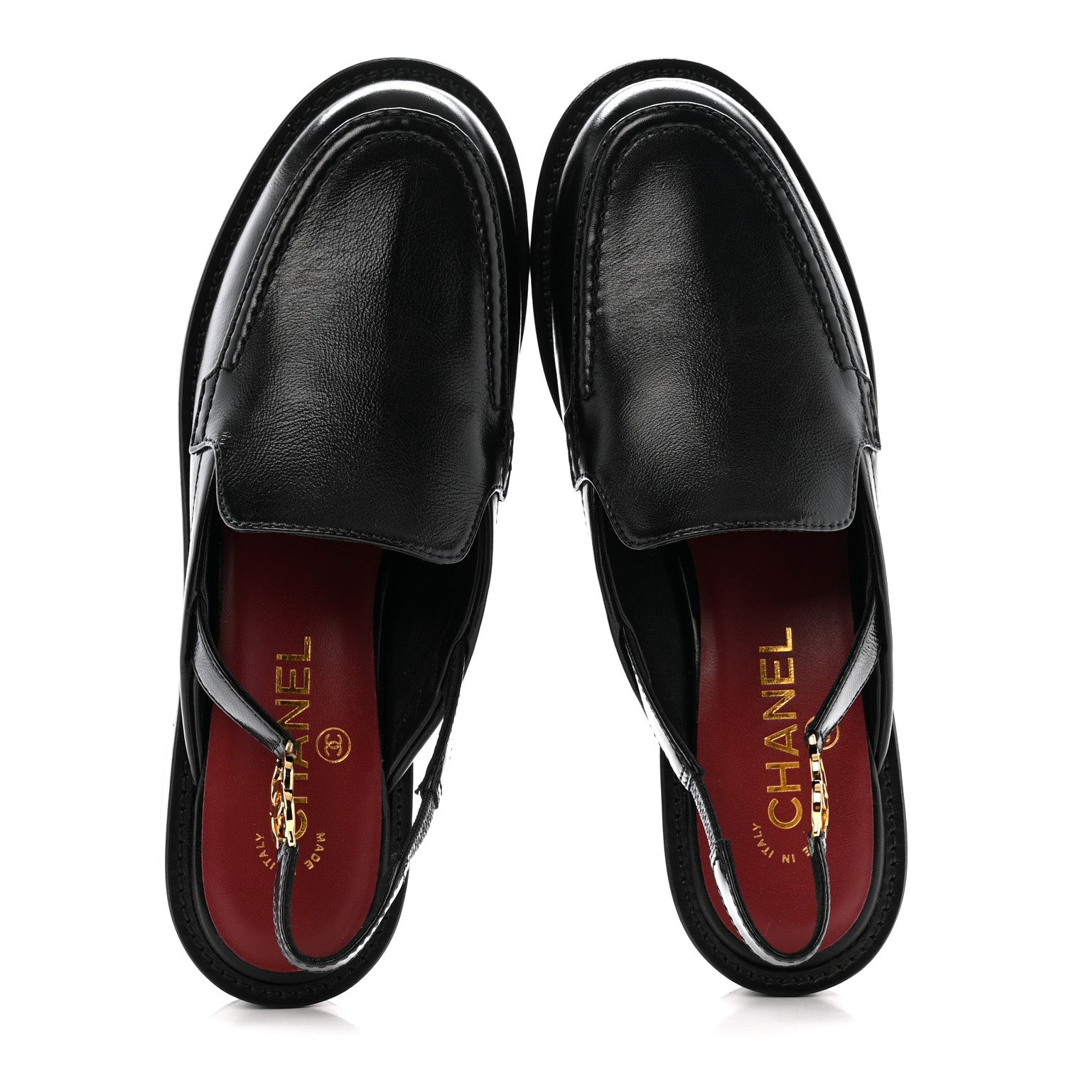 Chanel Glazed Calfskin CC Slingback Flats 38.5 Black 2 of 12