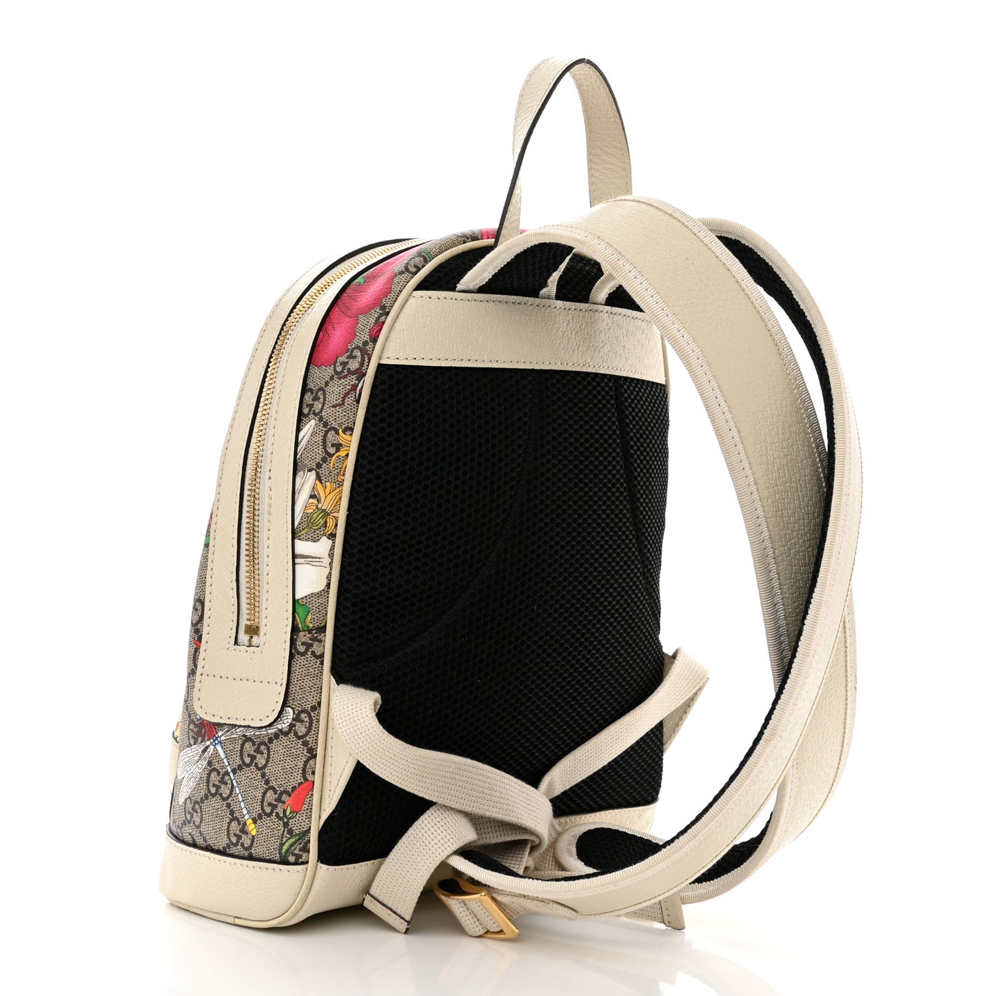 GG Supreme Monogram Flora Web Small Ophidia Day Backpack White
