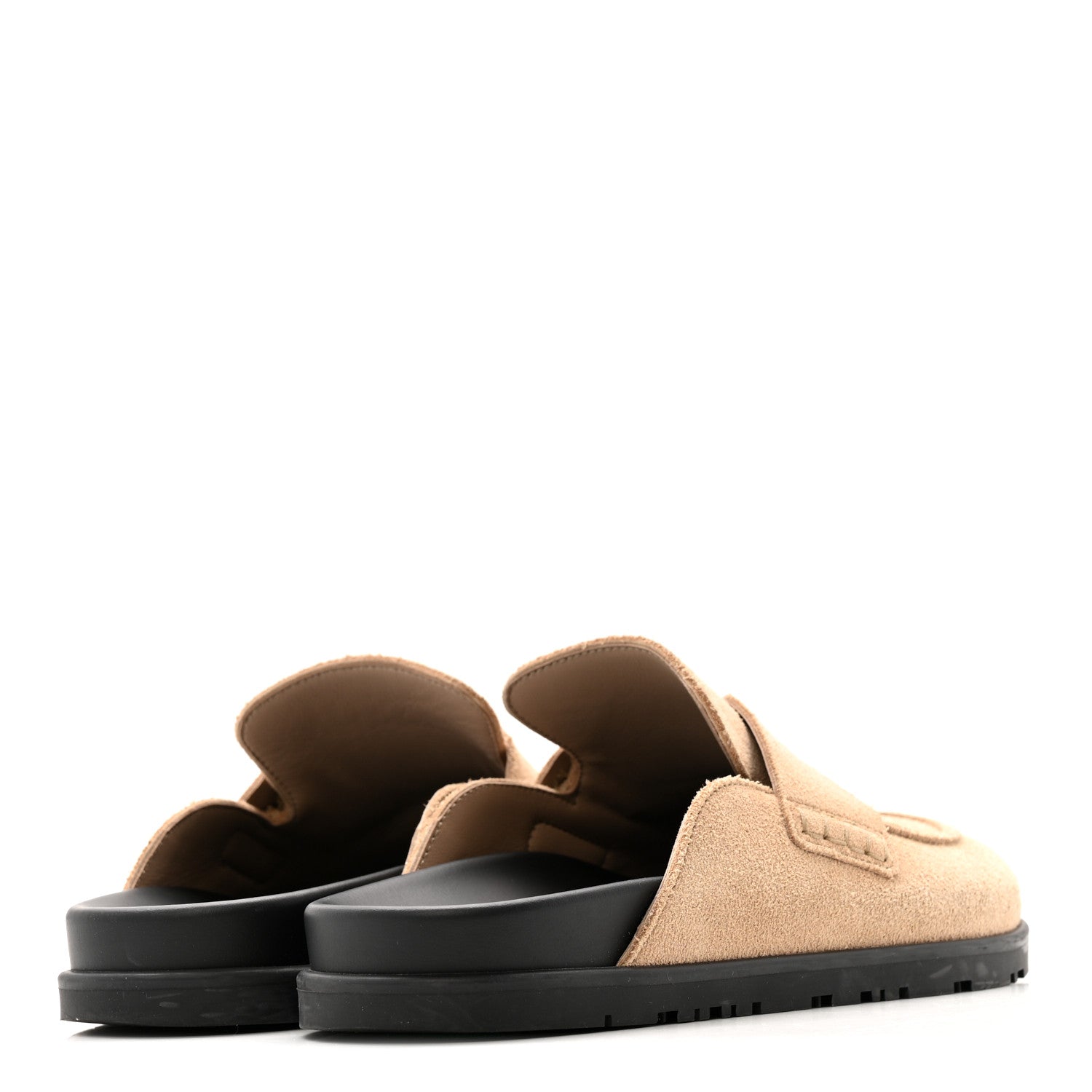 Hermes Suede Calfskin Womens Go Mules 37 Beige Argile 5 of 12