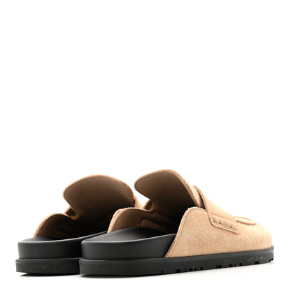 Hermes Suede Calfskin Womens Go Mules 37 Beige Argile 5 of 12