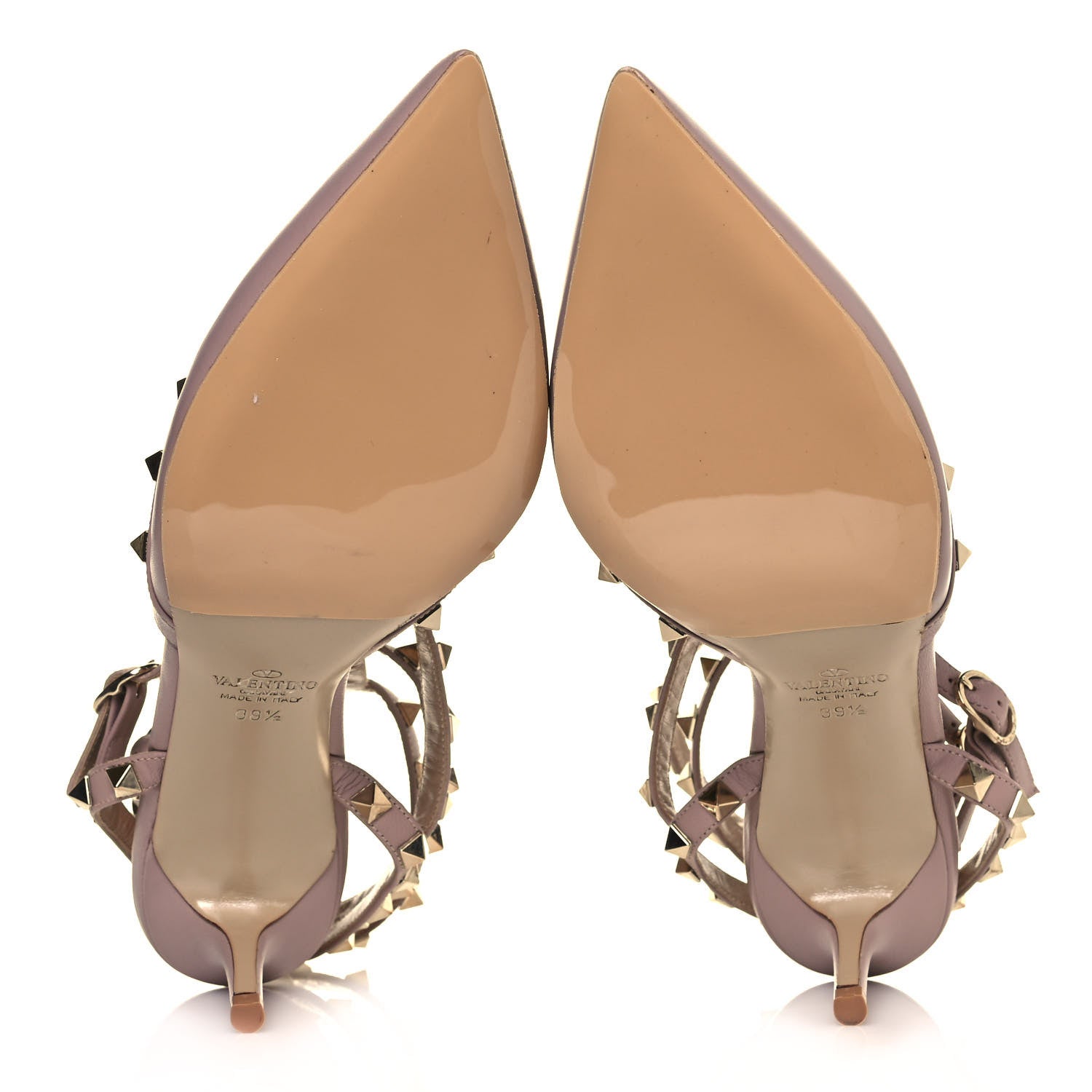 Valentino Garavani Calfskin Nappa Rockstud Ankle Strap 65mm Pumps 39.5 Poudre 4 of 5