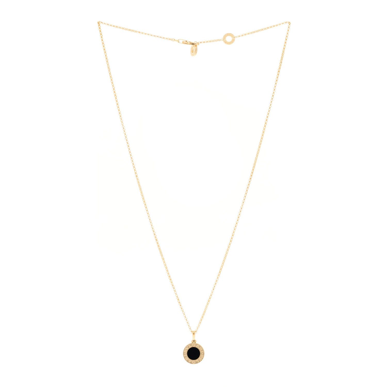 Bulgari 18K Yellow Gold Black Onyx BVLGARI BVLGARI Pendant Necklace 3 of 5