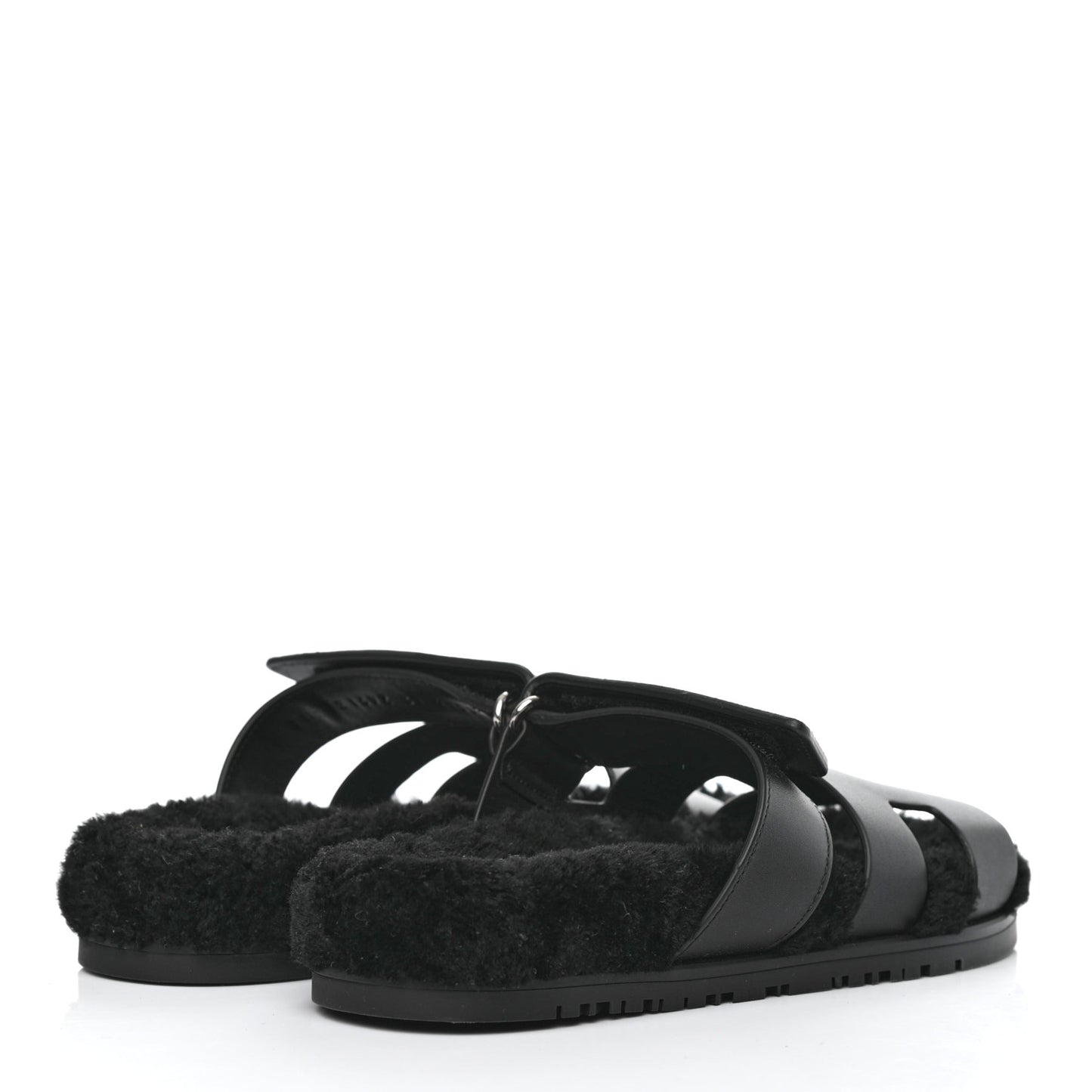 Calfskin Woolskin Womens Chypre Sandals 37 Black