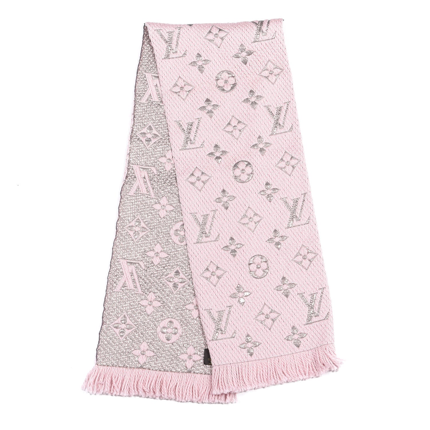 Louis Vuitton Wool Silk Logomania Shine Scarf Pink 2 of 3