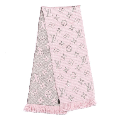 Louis Vuitton Wool Silk Logomania Shine Scarf Pink 2 of 3