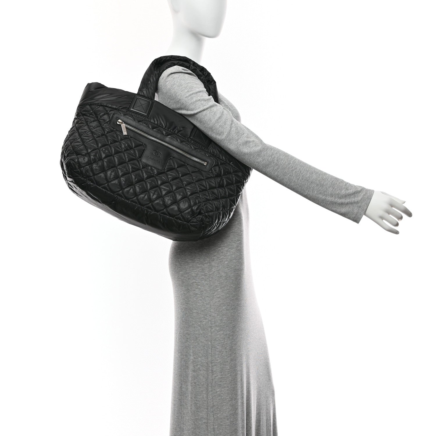 Chanel Nylon Quilted Large Coco Cocoon Tote Black 2 of 10