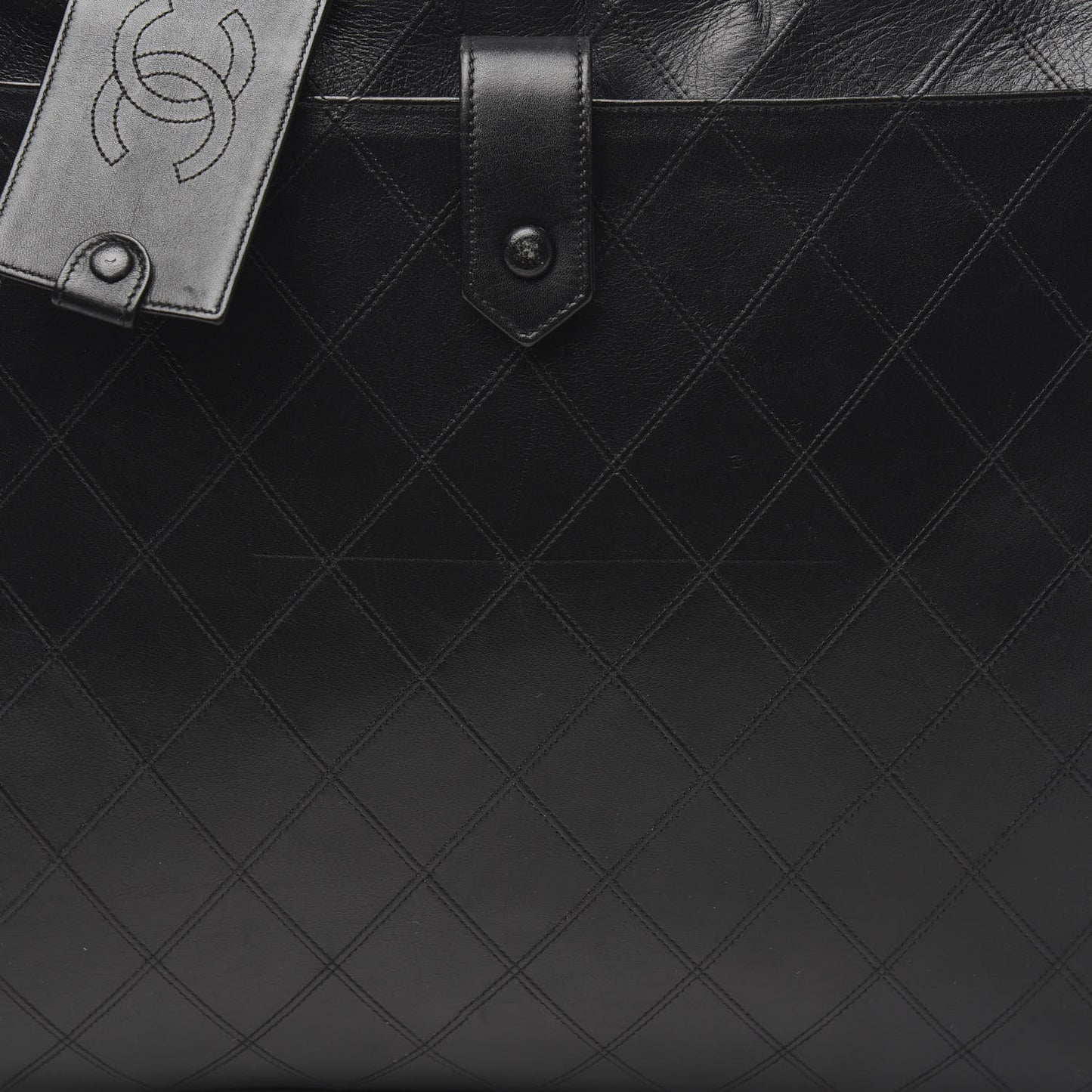 Lambskin Stitched Suitcase Travel Bag Black