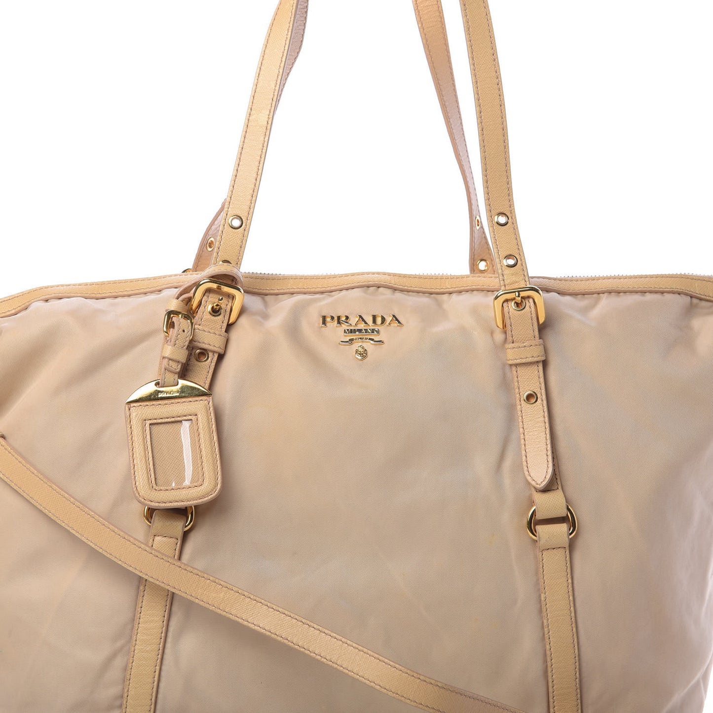 Tessuto Nylon Nappa Shoulder Bag Beige