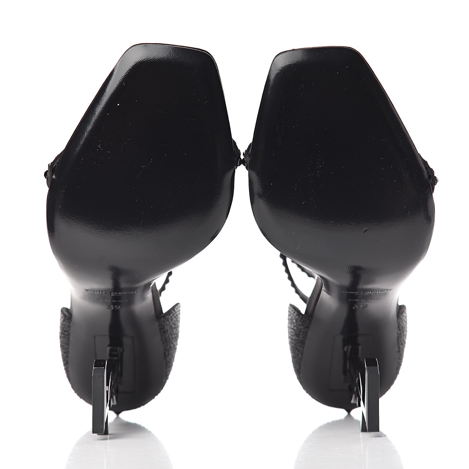 Saint Laurent Satin Crystal Opyum Sandals 39 Black 5 of 9