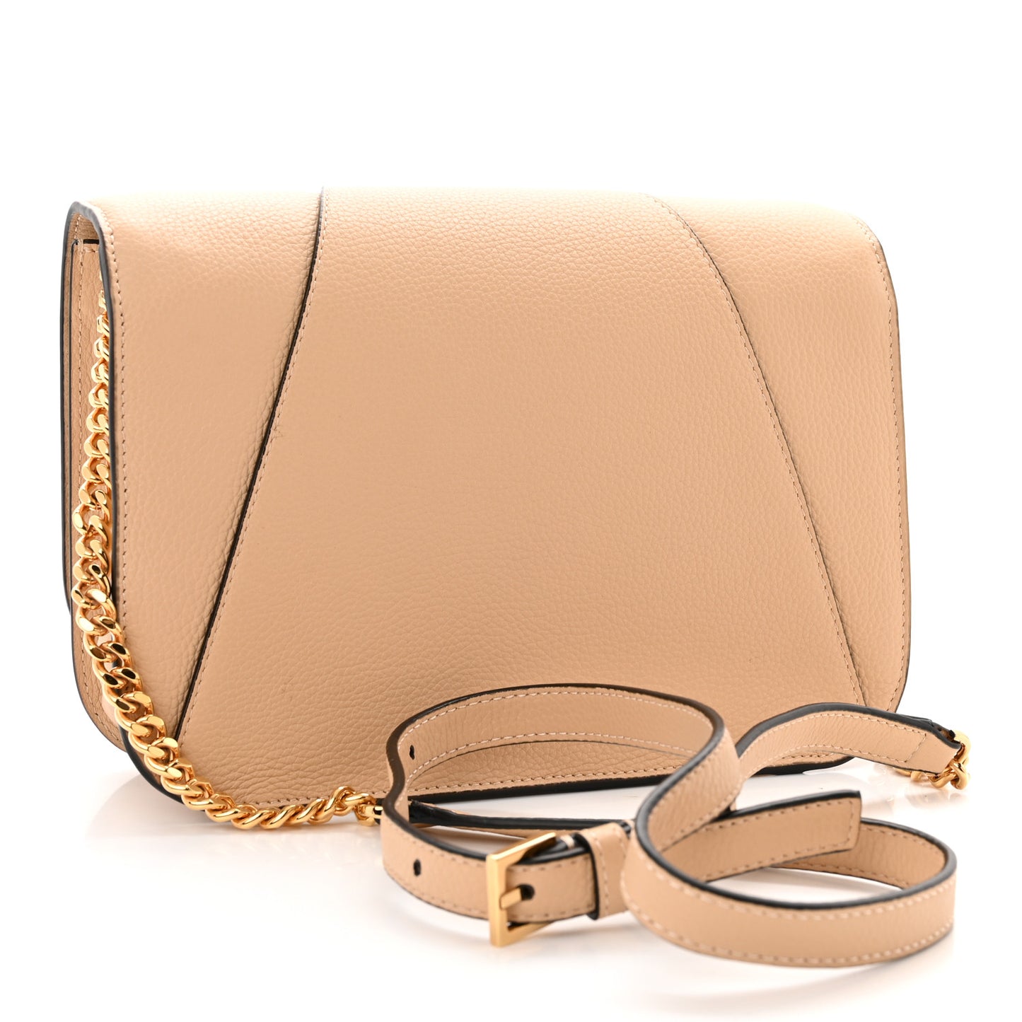 Grained Calfskin Virtus Shoulder Bag Beige