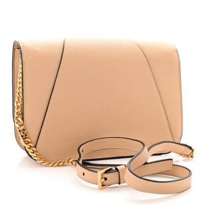 Versace Grained Calfskin Virtus Shoulder Bag Beige 3 of 10