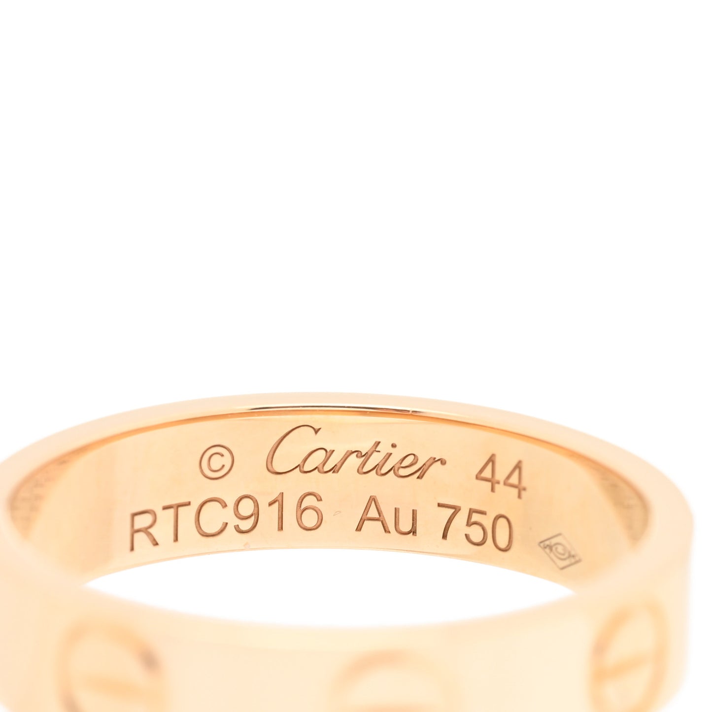 18K Yellow Gold 3.5mm LOVE Wedding Band Ring 44 3