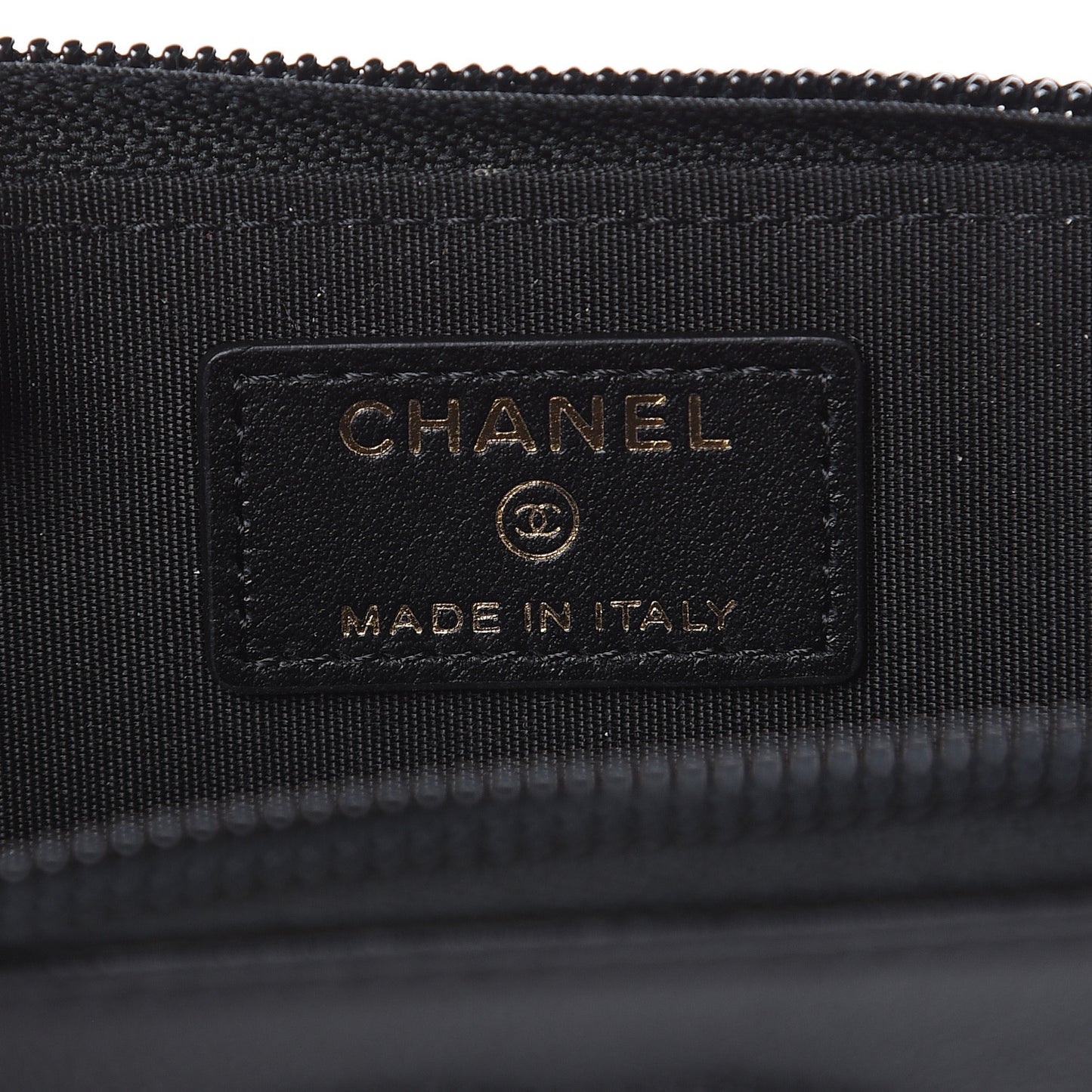 Calfskin Chain Embossed CC Key Holder Case Black