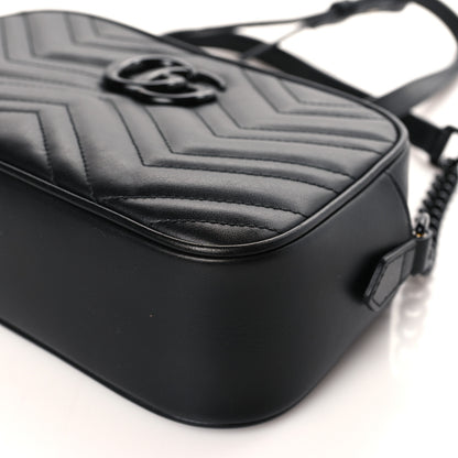 Gucci Calfskin Matelasse Monochrome Small GG Marmont Chain Shoulder Bag Black 9 of 9