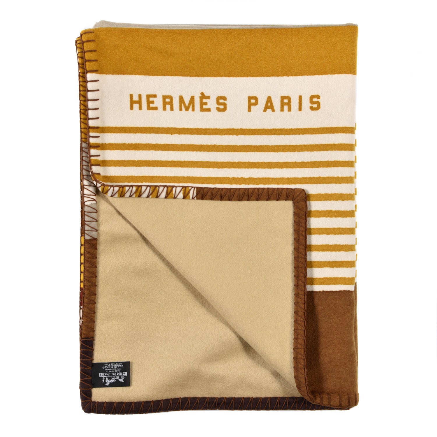 Hermes Cashmere Tigre Bayadere Blanket Ocre 2 of 3