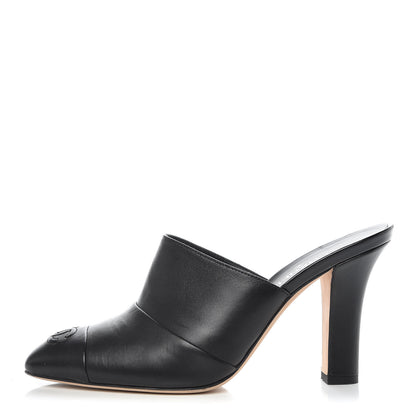 Chanel Lambskin Cap Toe CC Mules 38 Black 1 of 10